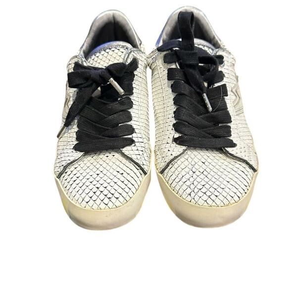 Zadig & Voltaire Neo Keith White Snakeskin Embossed Sneakers Size 7.5 - Picture 1 of 13
